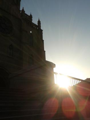 Sunset near the church.